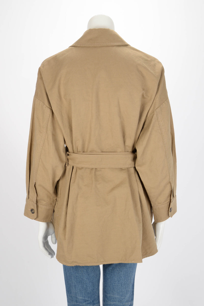 W/E Max Mara Beige Cotton & Linen Vicario Belted Jacket IT 36