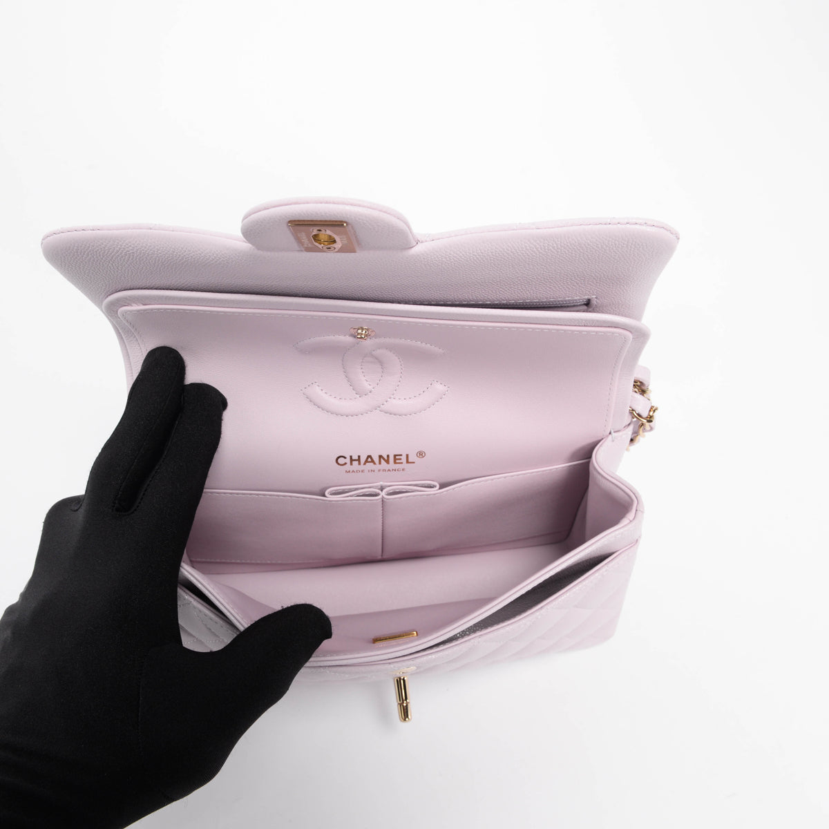 Chanel Lilac Quilted Caviar Small Classic Flap Bag
