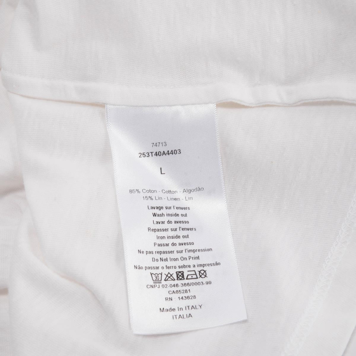 Dior White & Navy Cotton Lucky Dior Logo T-Shirt L