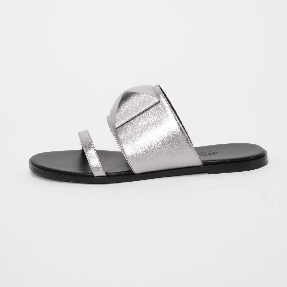 Hermes Gris Argente Lambskin Caia Sandals 39