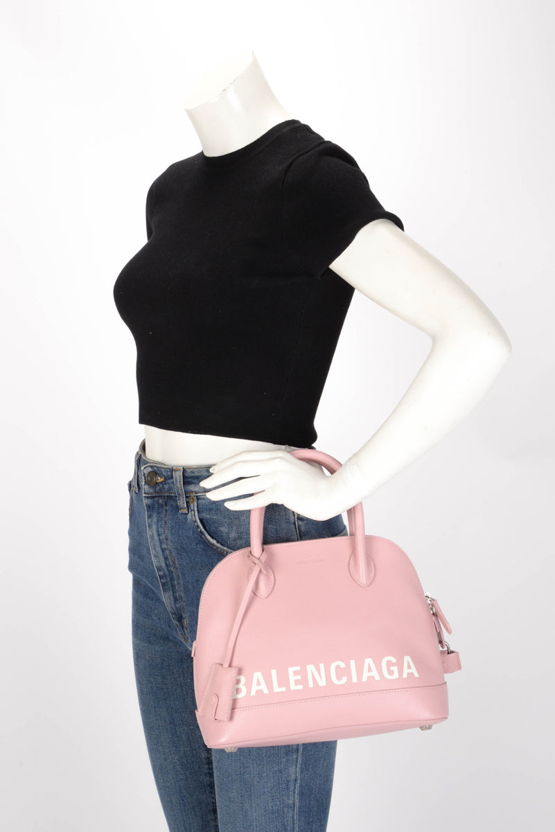 Balenciaga Pale Pink Grained Calfskin Small Ville Bag