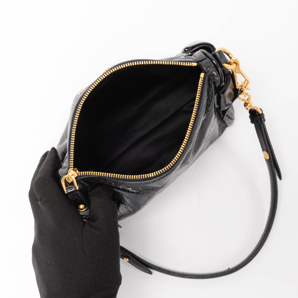 Miu Miu Black Vitello Lux Bow Mini Bag