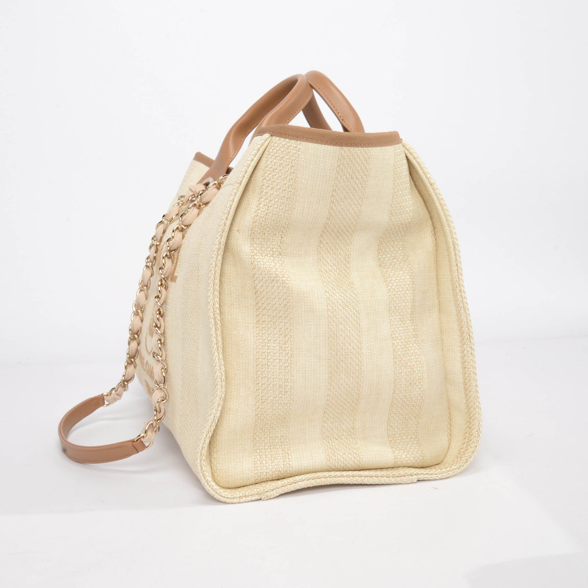 Chanel Beige Tweed Canvas Medium Deauville Tote