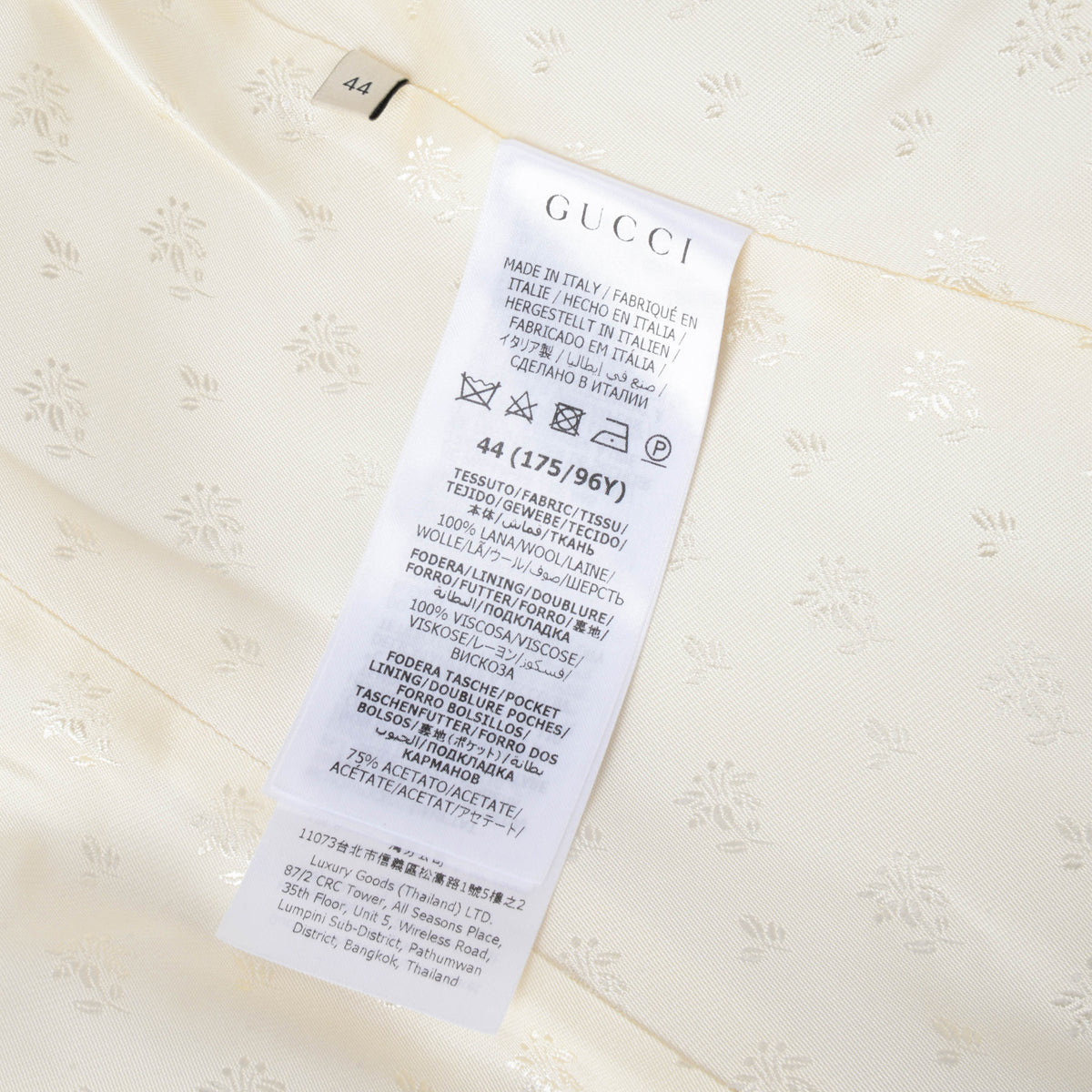 Gucci Cream Wool Pleated Coat IT 44