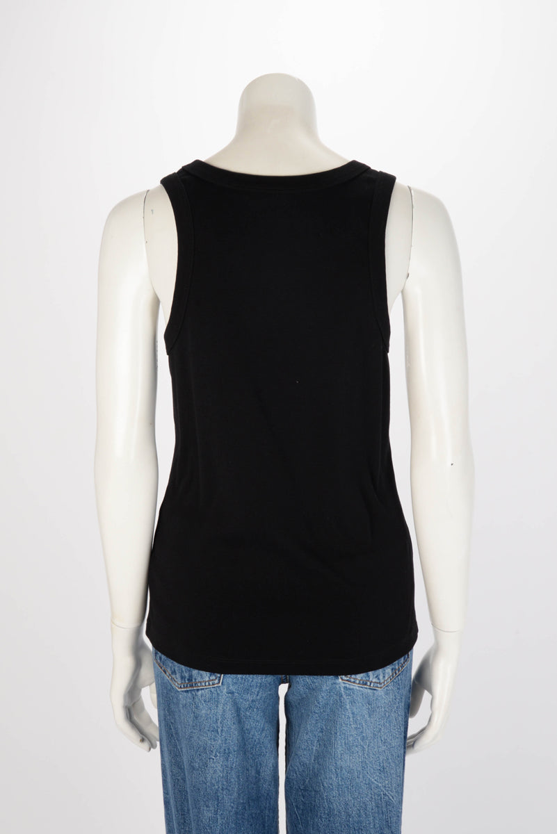Prada Black Cotton Logo Plaque Tank Top M