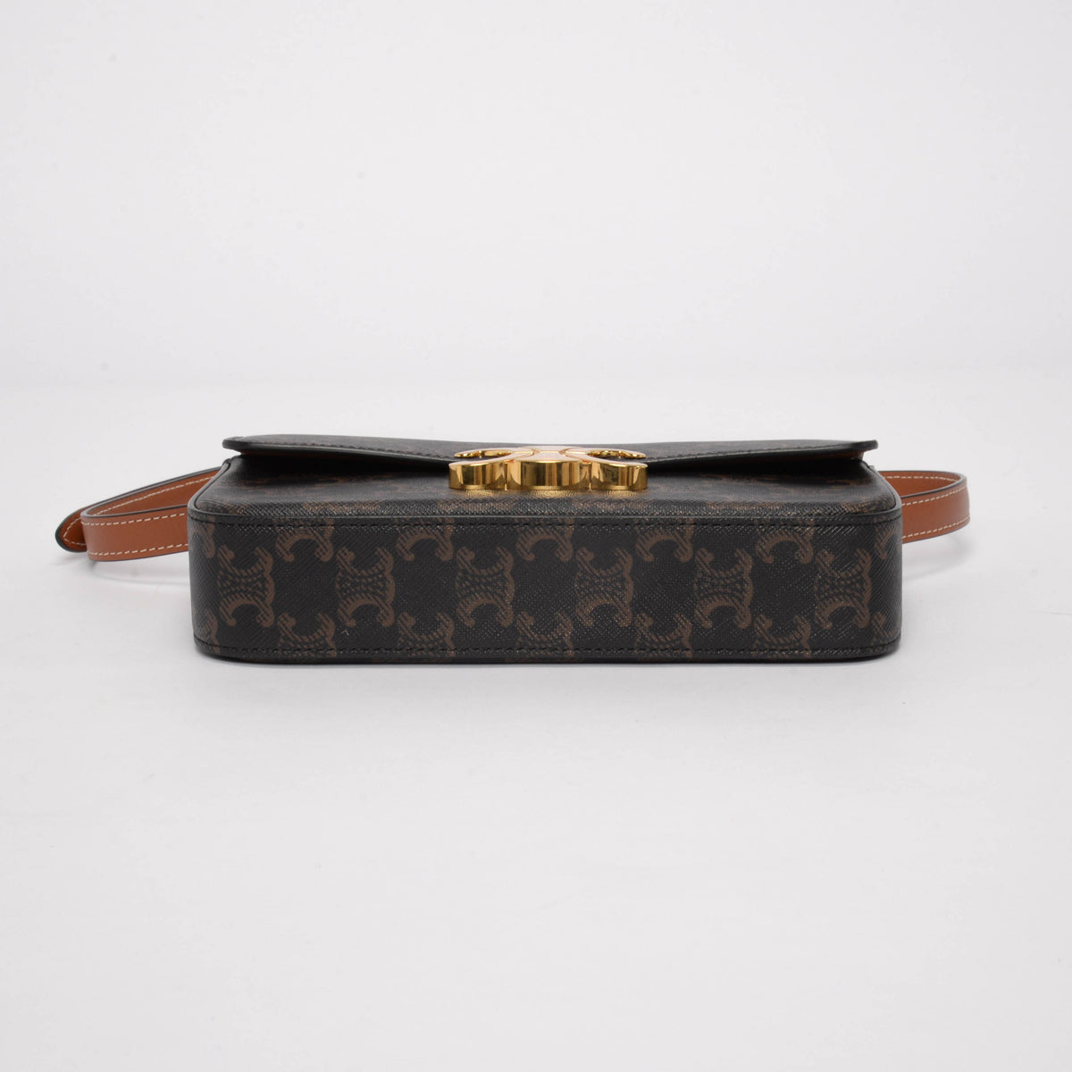Celine Tan Canvas Triomphe Shoulder Bag