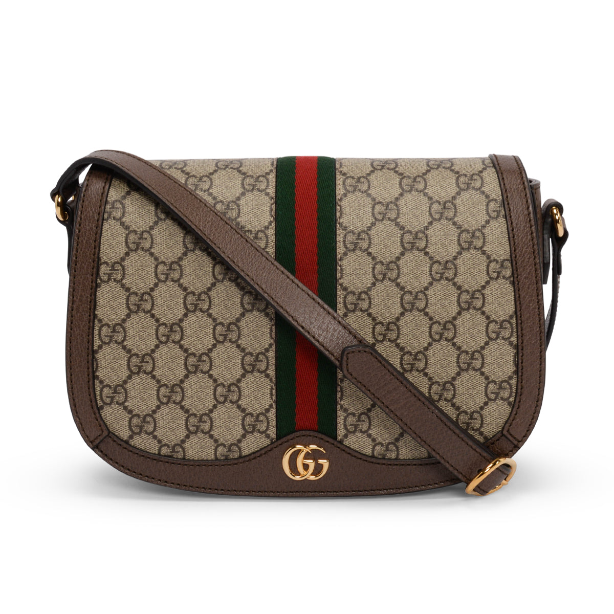 Gucci Brown GG Supreme Ophidia Small Flap Bag