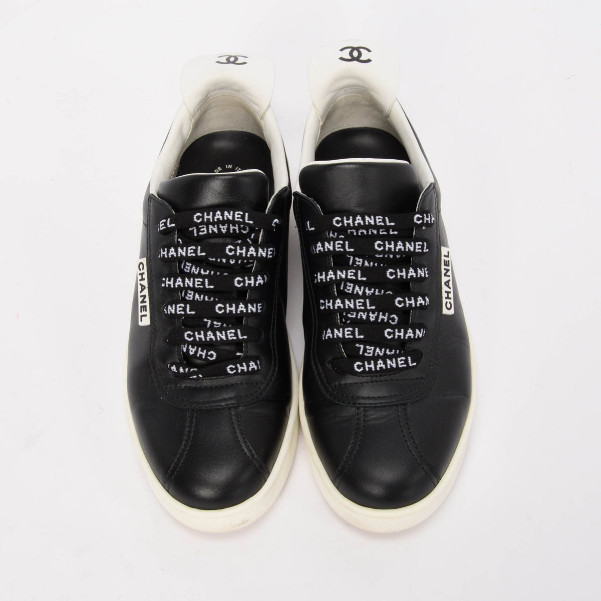 Chanel Black Calfskin Weekender Logo Sneakers 36