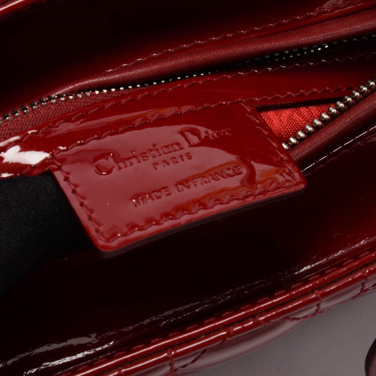 Dior Cherry Red Patent Cannage Medium Lady Dior Bag