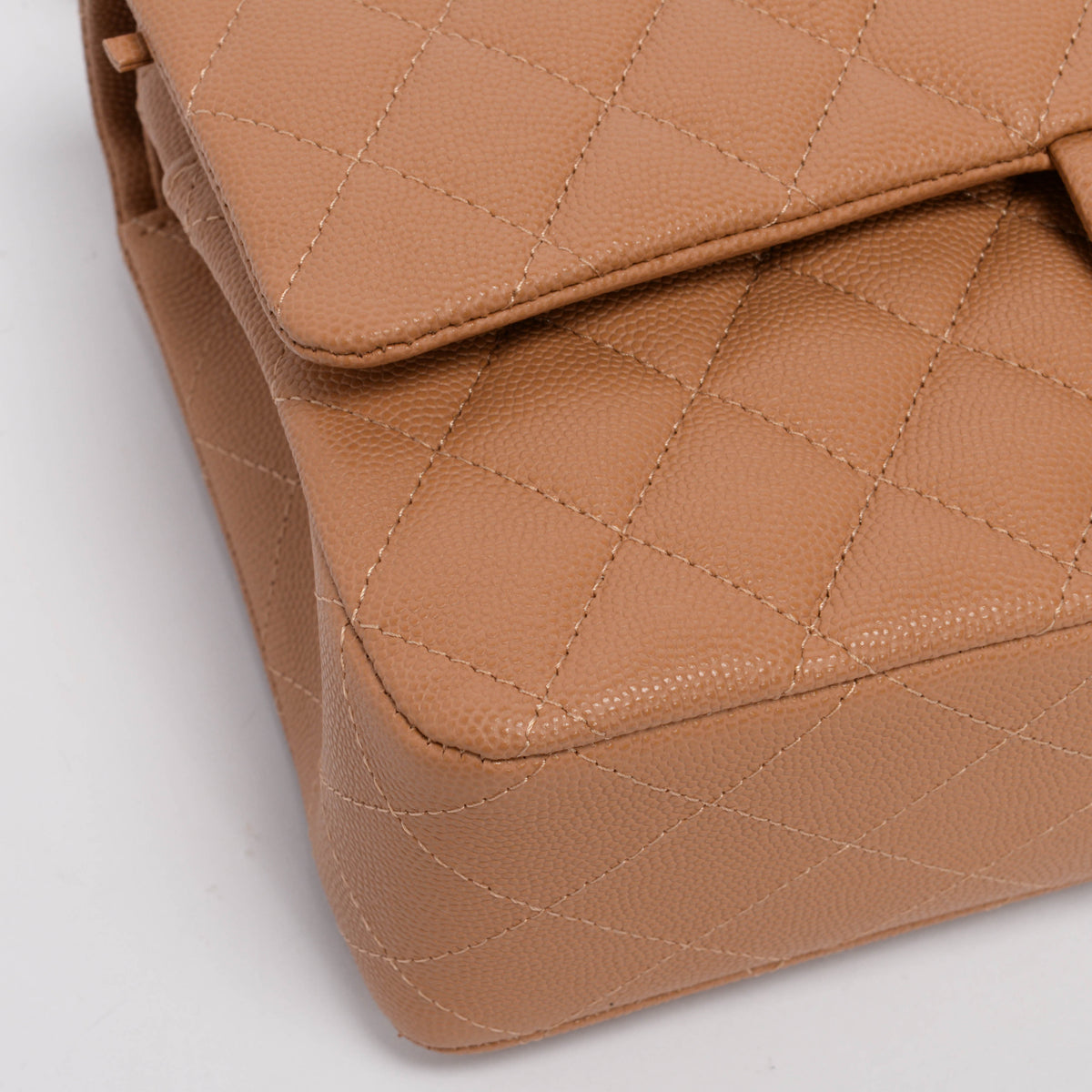 Chanel Dark Beige Caviar Medium Classic Flap Bag LGHW
