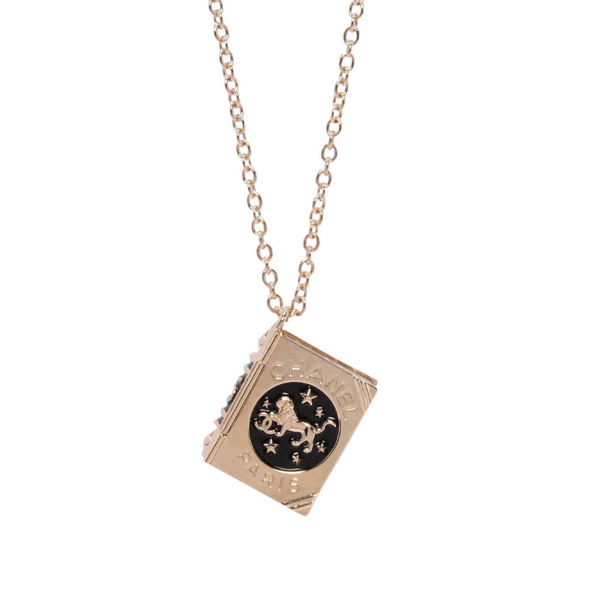 Chanel Light Gold Book Locket Necklace