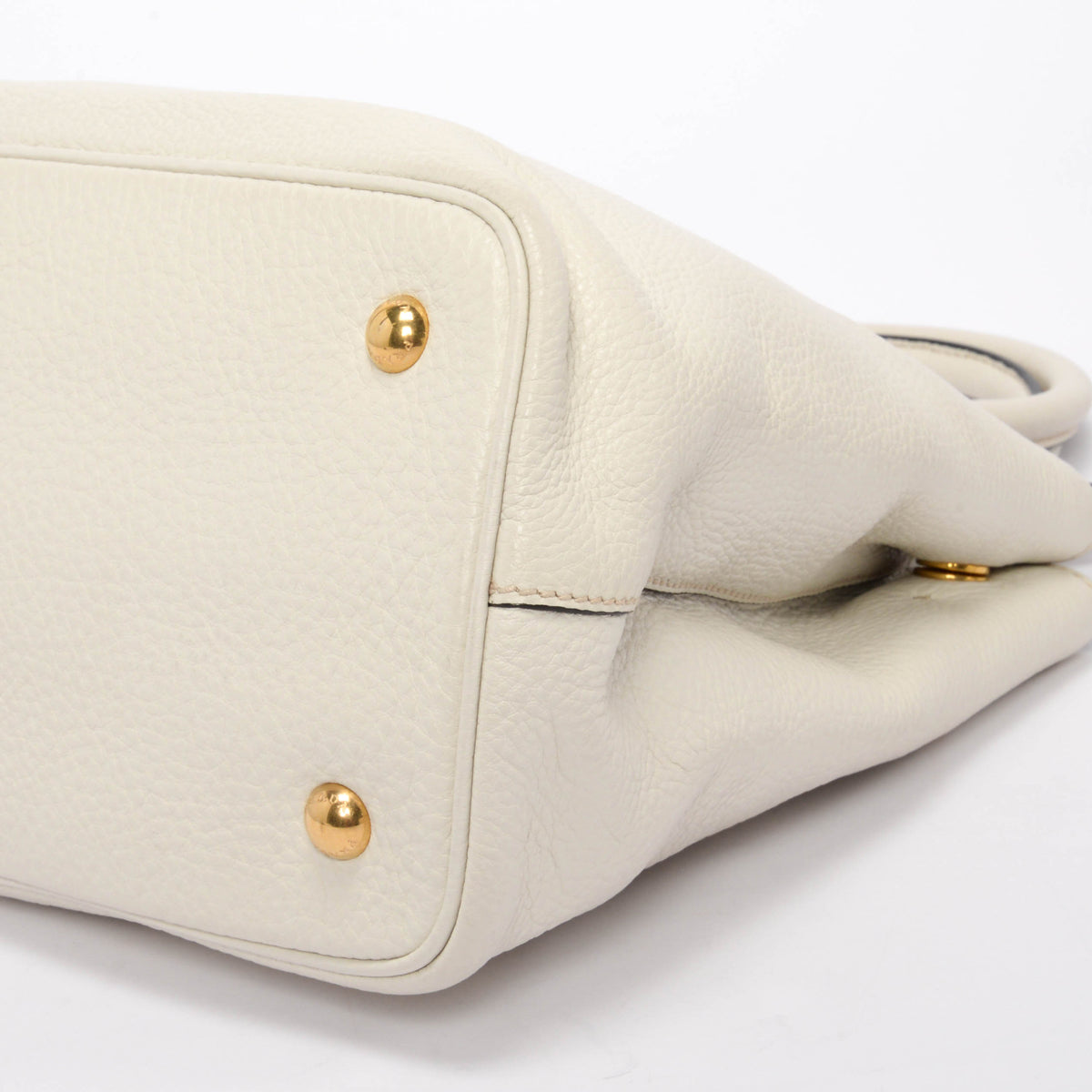 Prada Talco White Vitello Phenix Small Shoulder Bag
