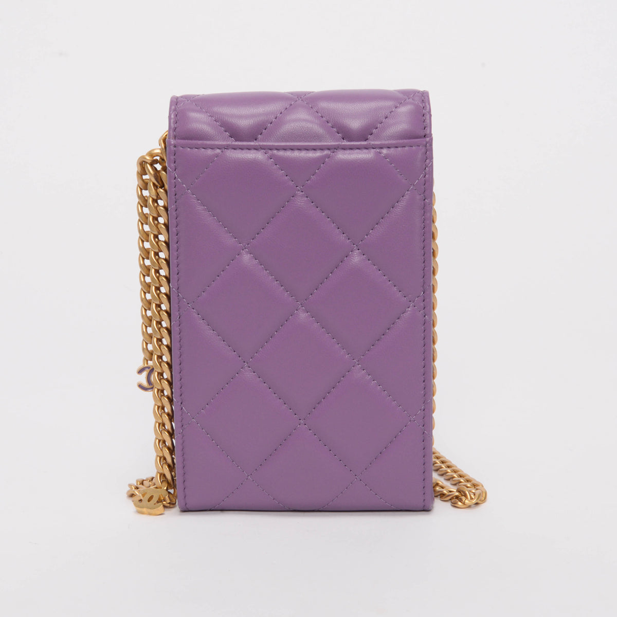 Chanel Purple Quilted Lambskin CC Chain Phone Holder