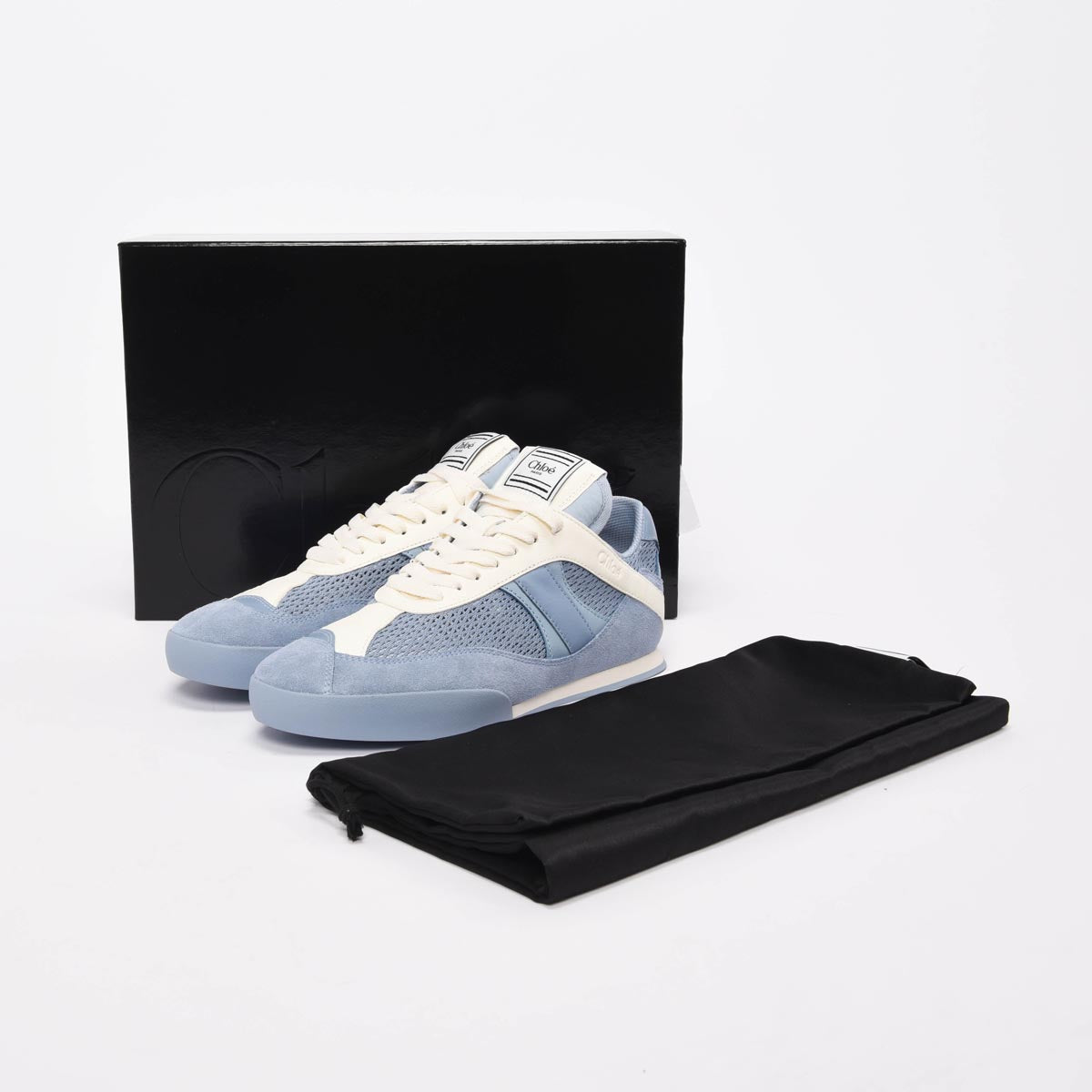 Chloe Pearl Blue Suede & Mesh Kick Sneakers 39