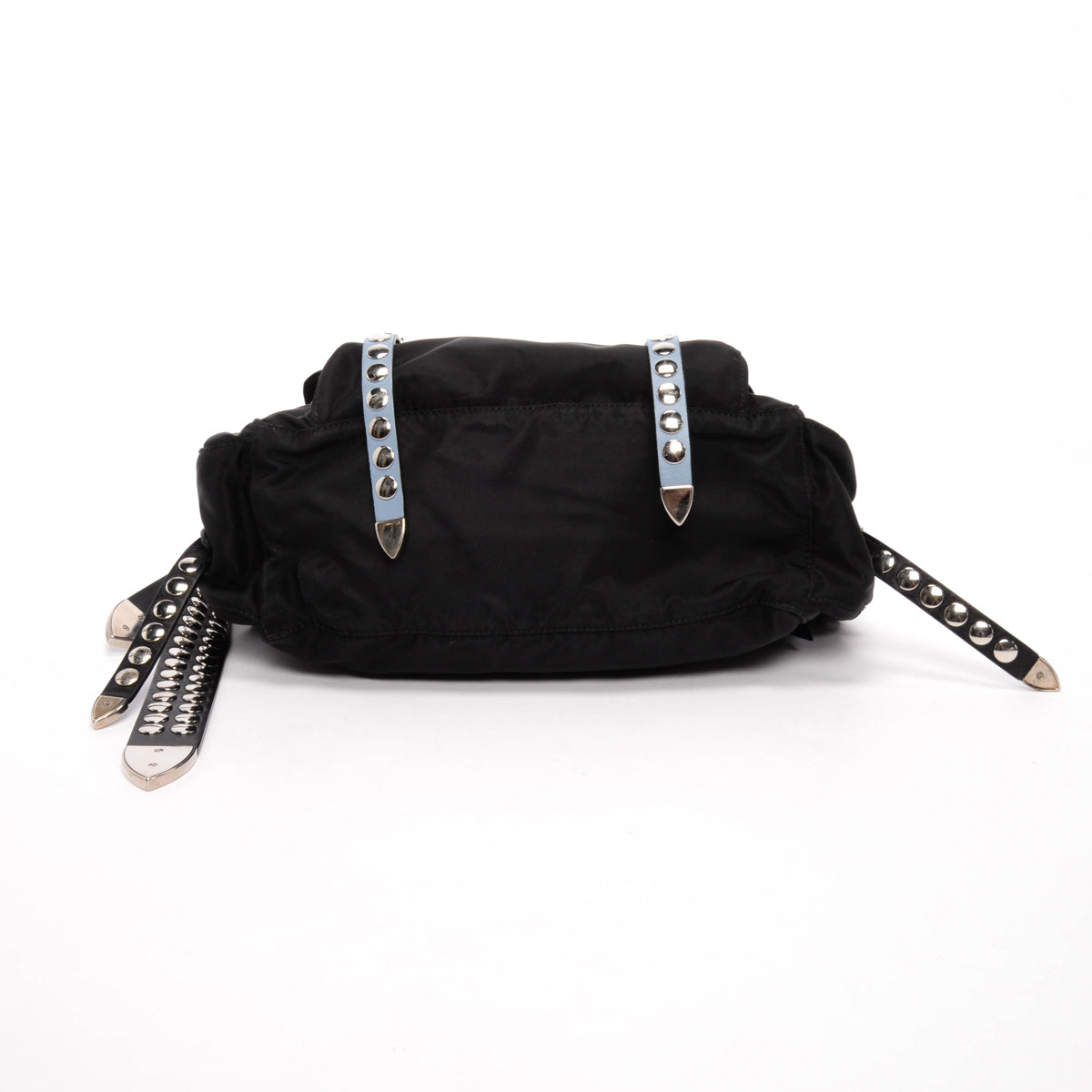 Prada Black Nylon New Vela Studded Messenger Bag