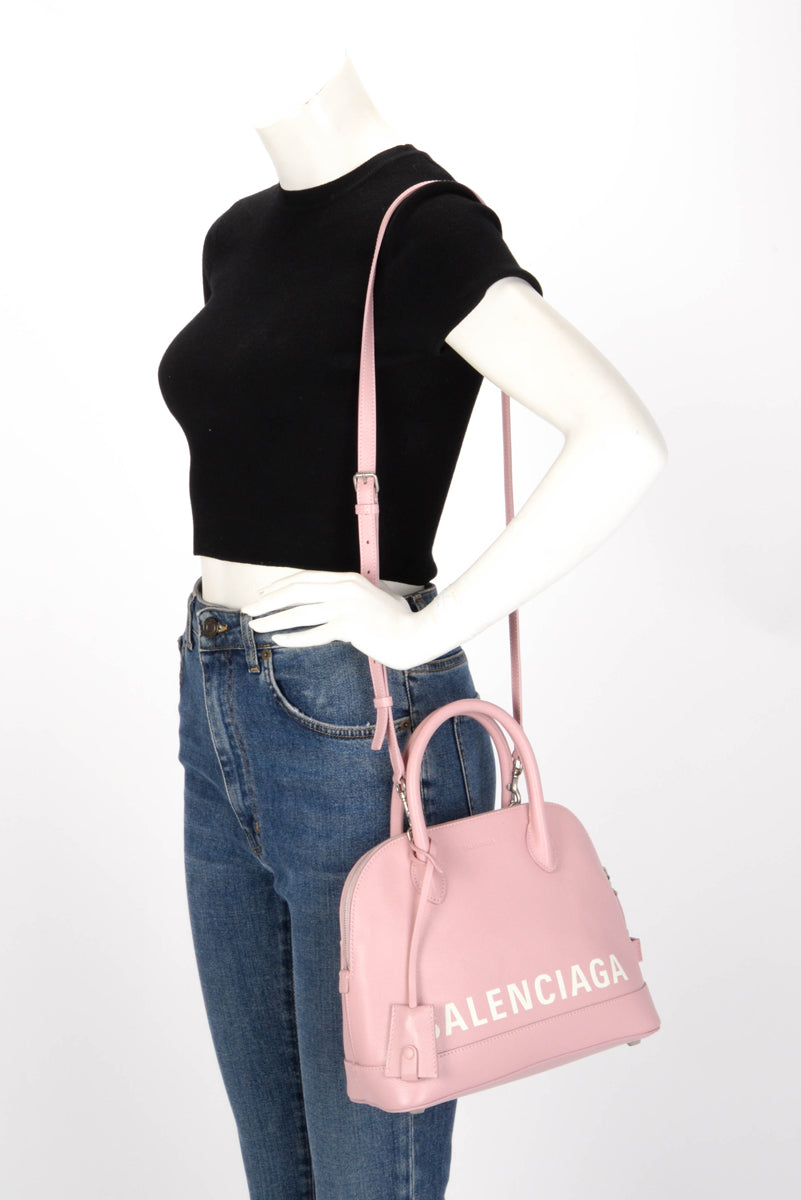 Balenciaga Pale Pink Grained Calfskin Small Ville Bag