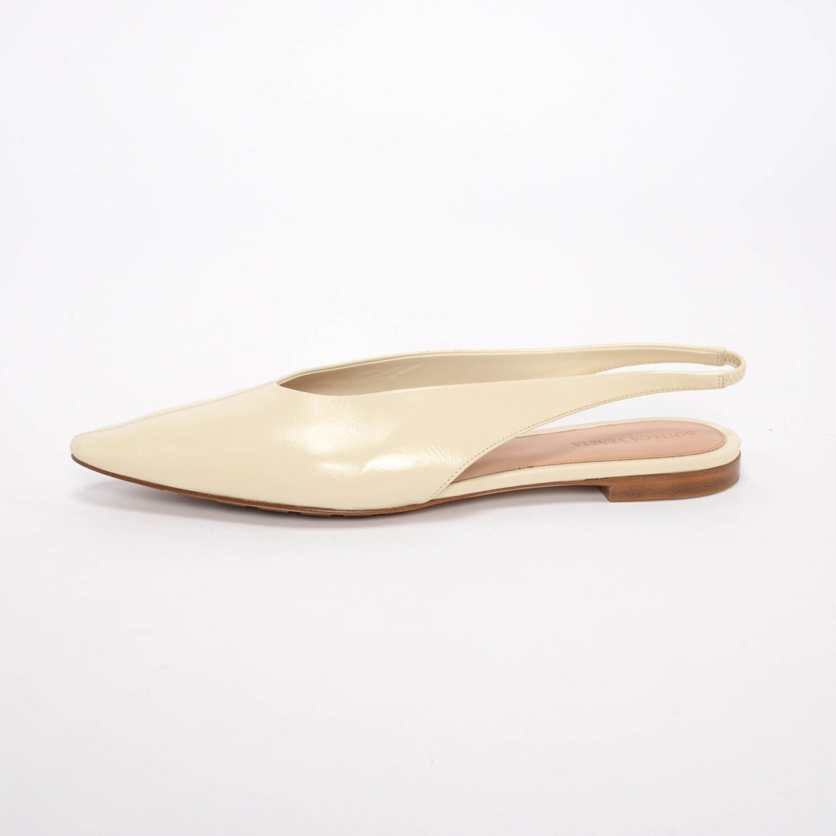 Bottega Veneta Ivory Shiny Calfskin Sofia Slingback Flats 41