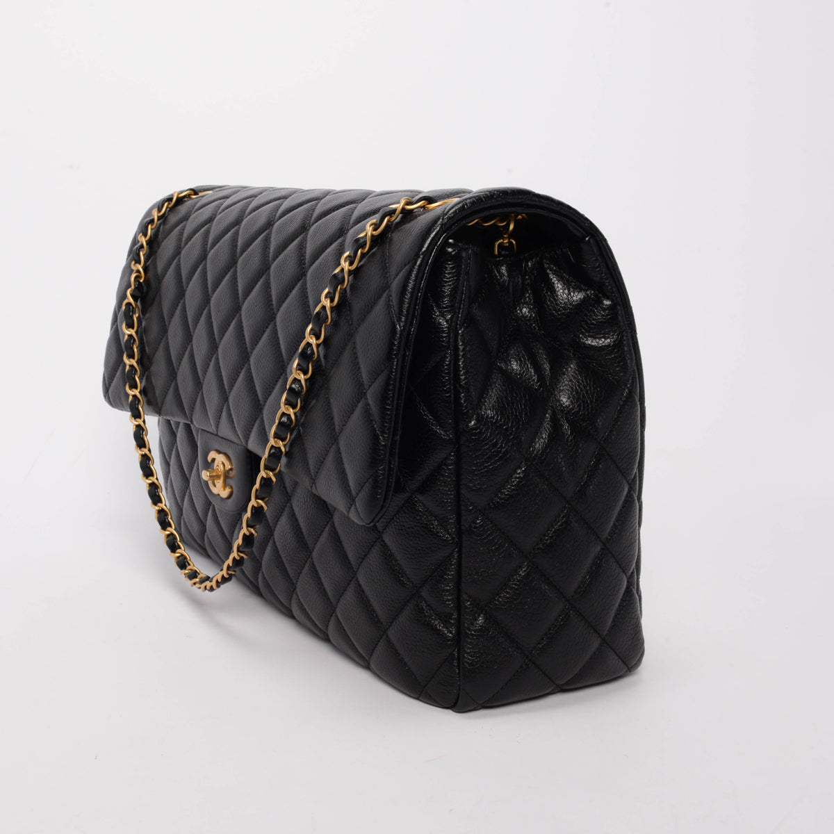 Chanel Black Quilted Caviar Small XXL Travel Flap Bag