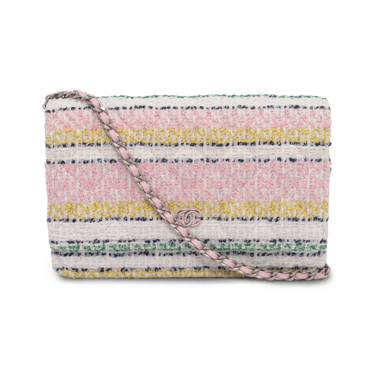 Chanel Pastel Quilted Tweed Classic Wallet On Chain Mini Bag