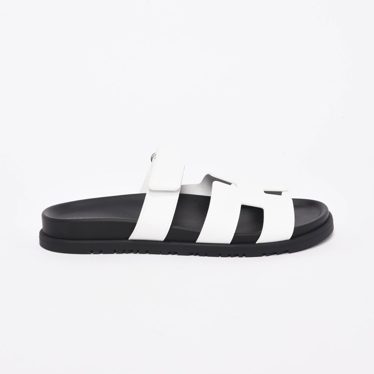 Hermes White Calfskin Chypre Sandals 41