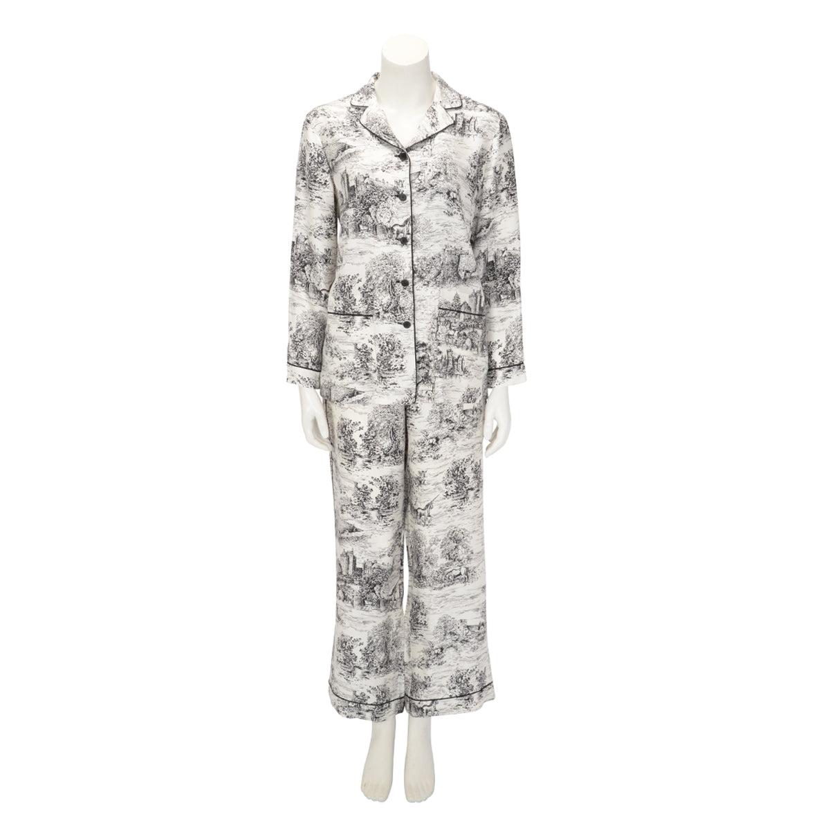 Dior White & Black Silk Toile de Jouy Chez Moi Set FR 36