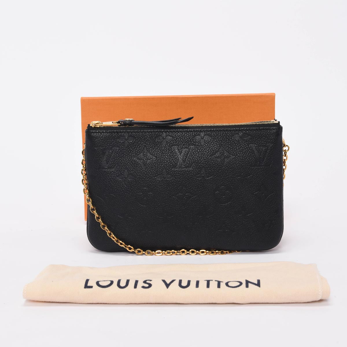 Louis Vuitton Black Monogram Empreinte Double Zip Pochette