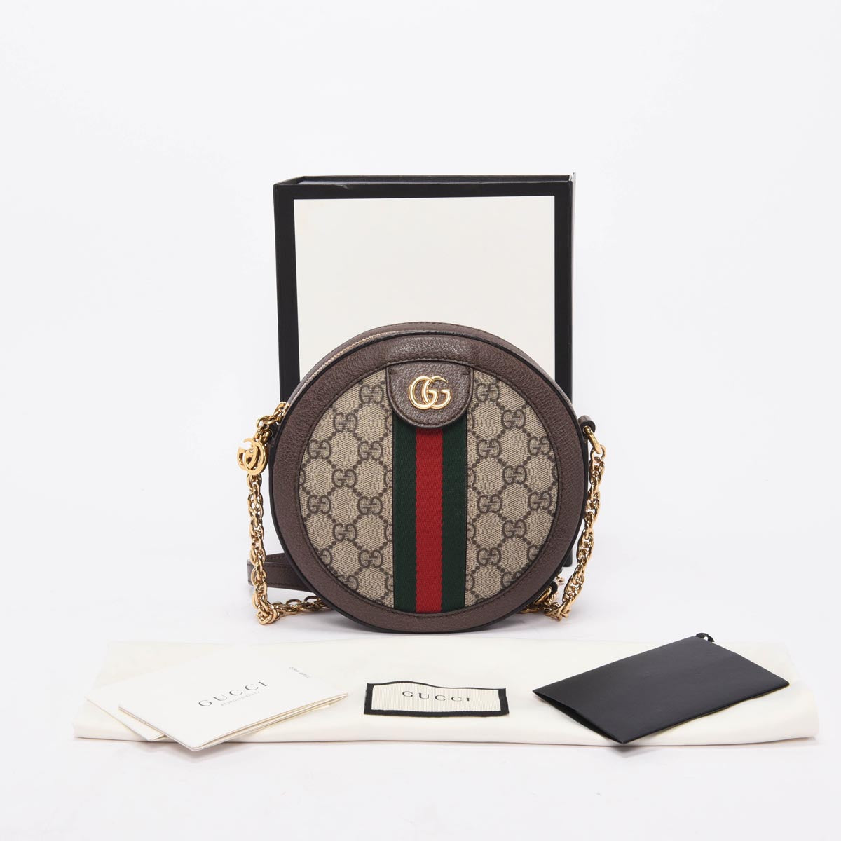 Gucci Beige GG Supreme Round Ophidia Mini Bag