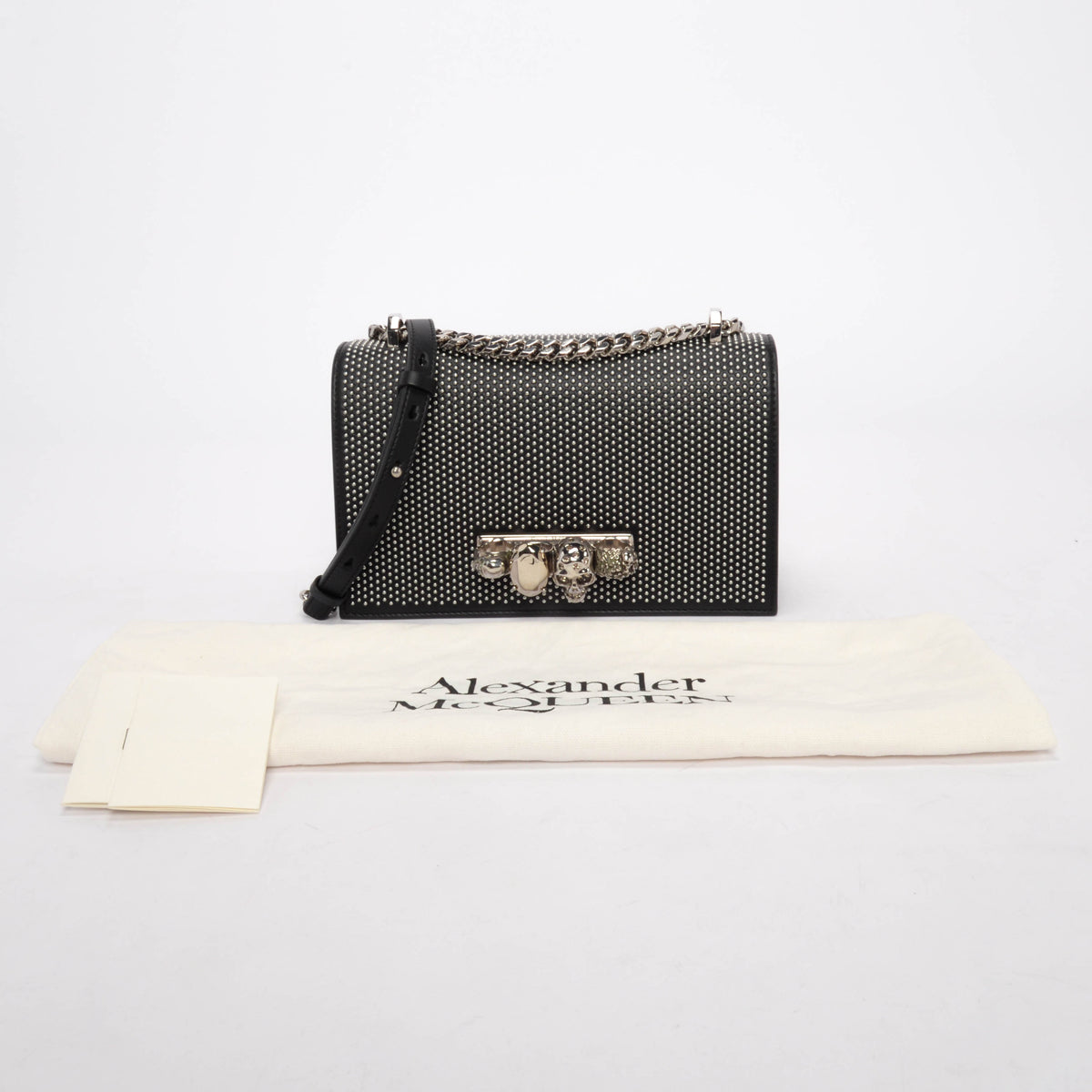 Alexander McQueen Black Studded Knuckle Cross Body Bag