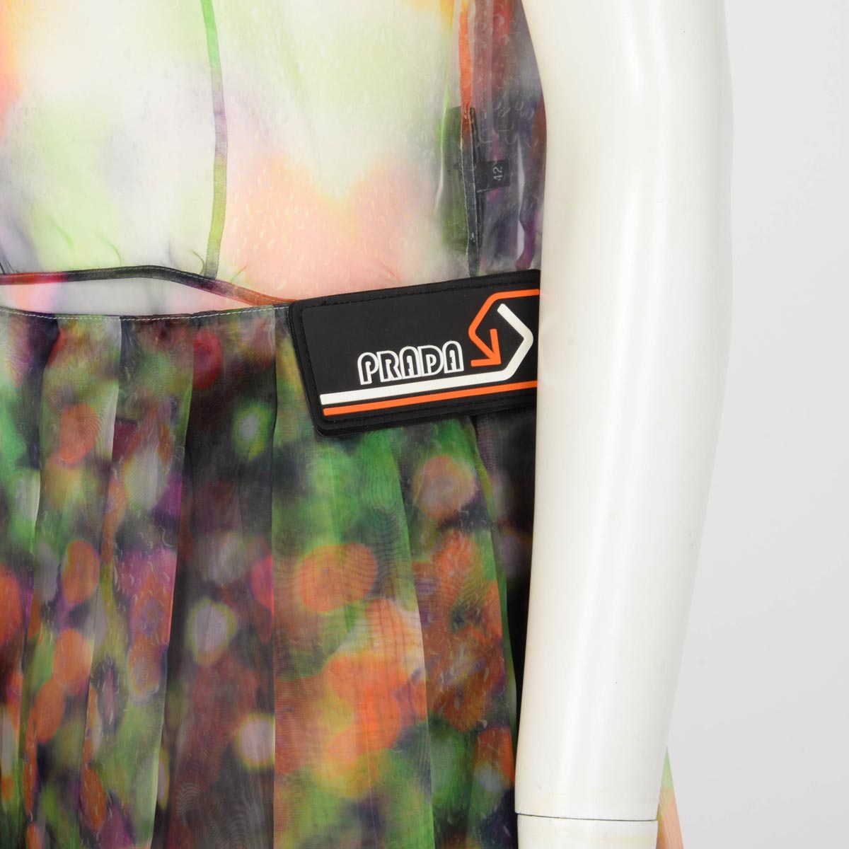 Prada Multi Colour Organza Pleated Dress IT 44