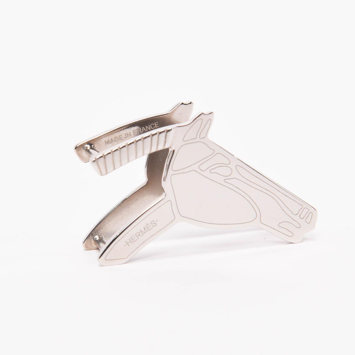 Hermes Silver Palladium Tete de Cheval Scarf Ring