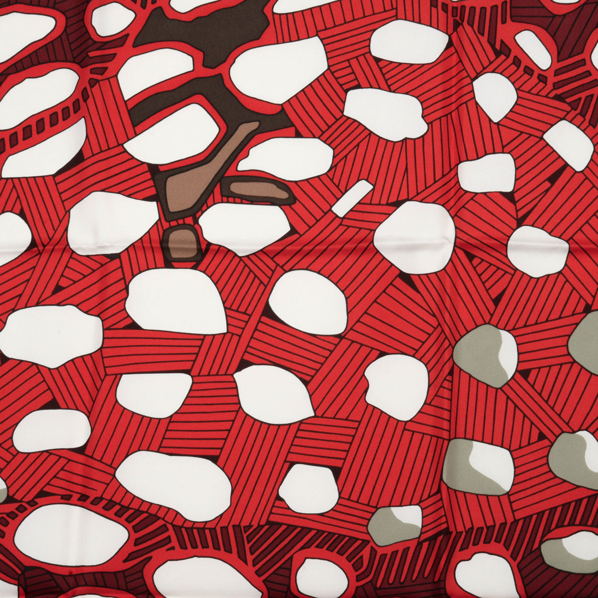 Hermes Red Silk Grands Fonds II Scarf