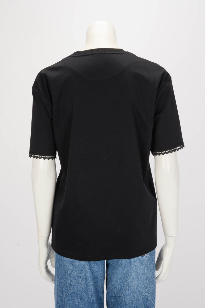 Hermes Black Cotton Jersey Embroidered Maxi T-Shirt FR 40