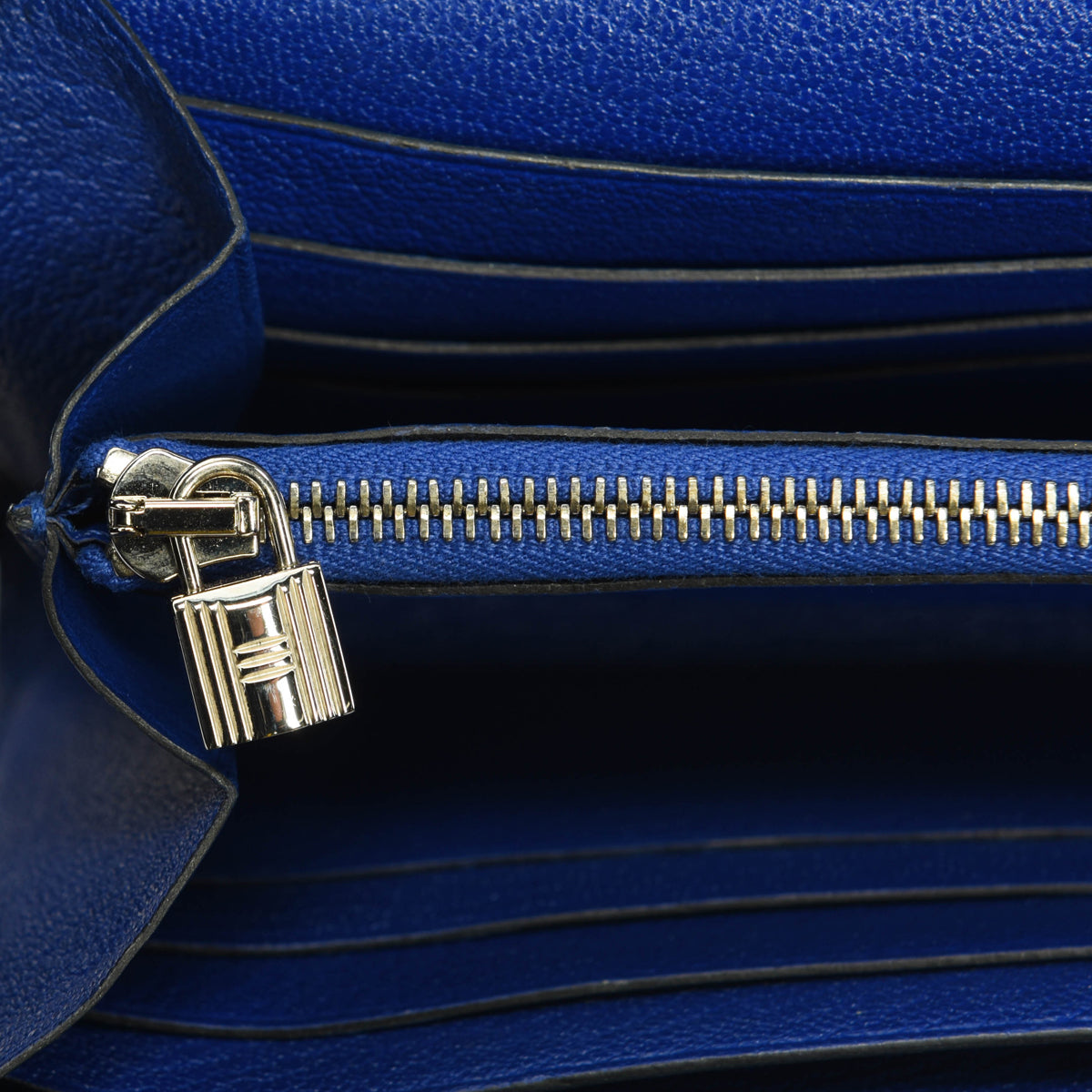 Hermes Blue Electric Chevre Mysore Kelly Wallet