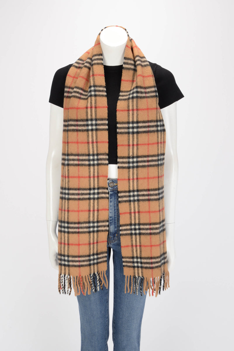 Burberry Camel Lambswool Nova Check Scarf