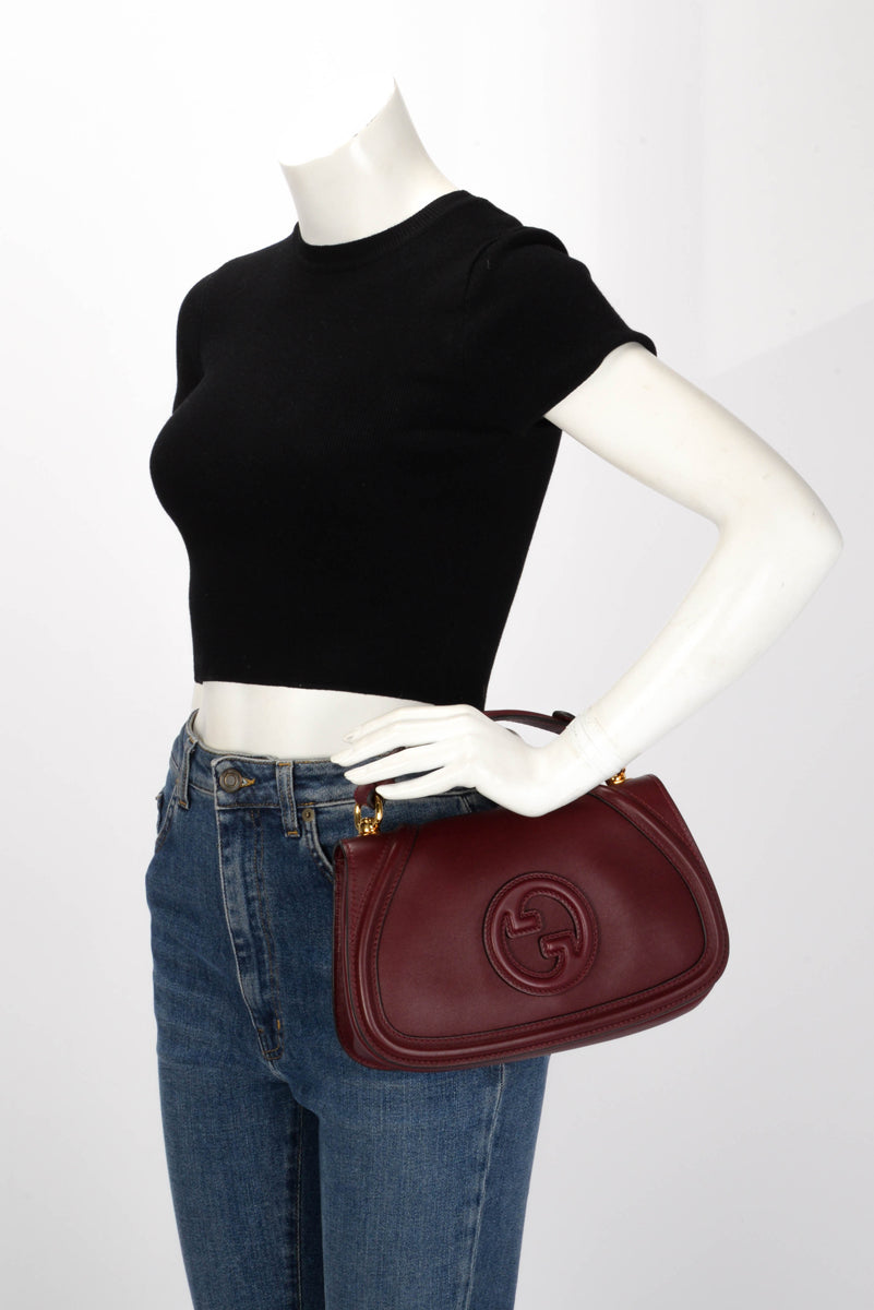 Gucci Rosso Ancora Roxy Calfskin Blondie Medium Top Handle Bag