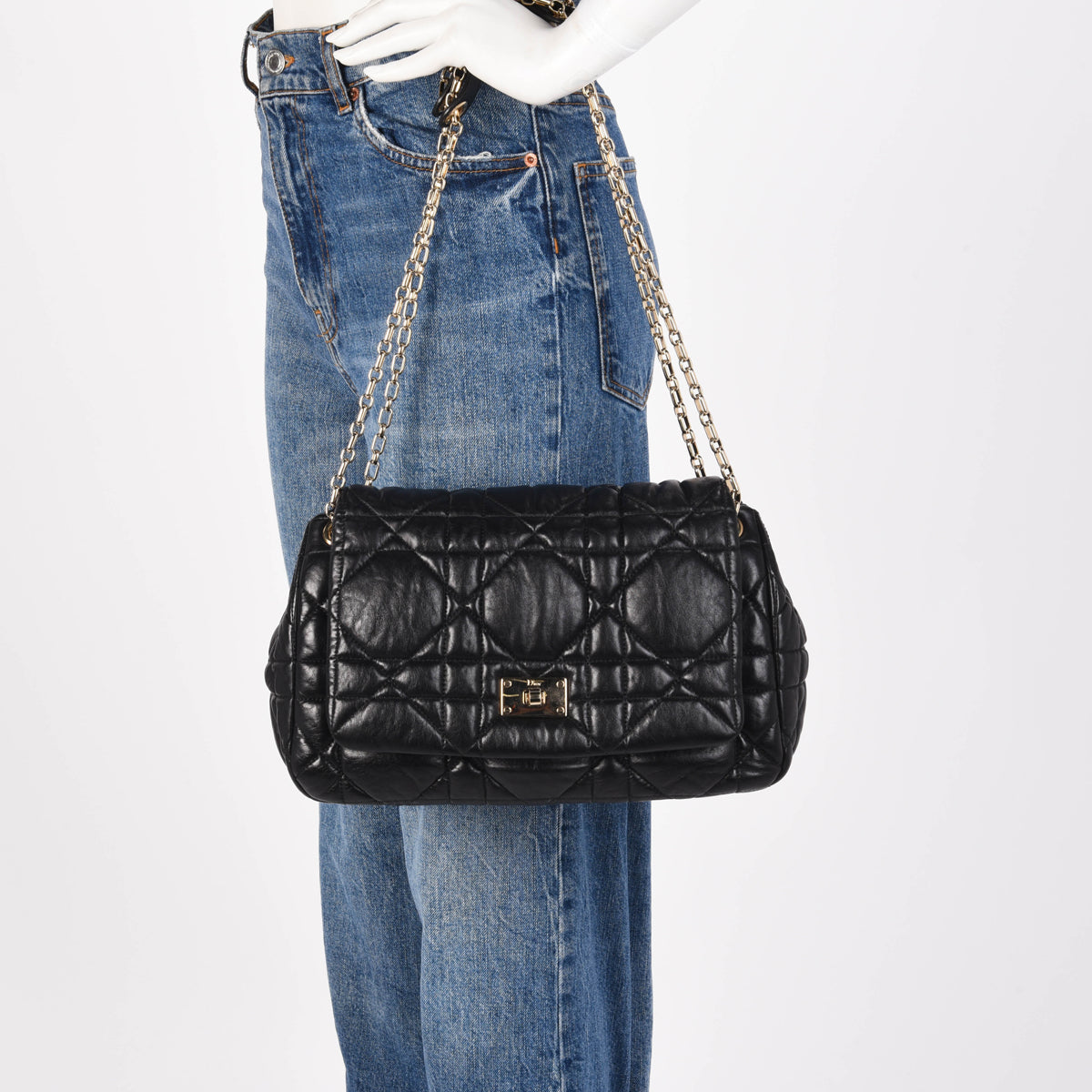 Dior Black Cannage Lambskin Milly La Foret Shoulder Bag