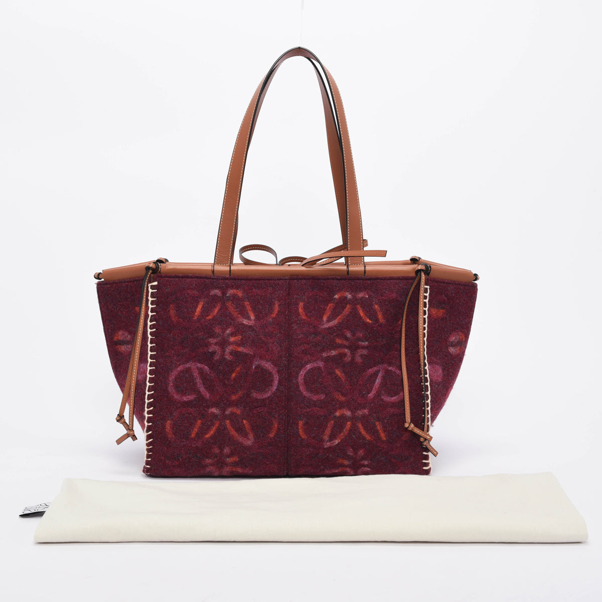 Loewe Burgundy Wool Anagram Cushion Tote