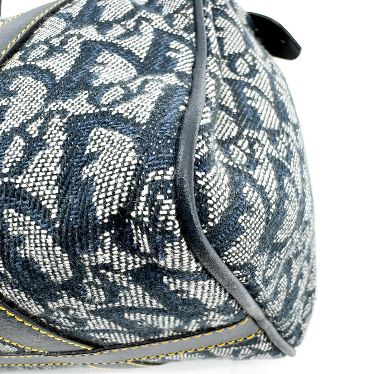 Dior Vintage Blue Diorissimo Canvas Trotter Small Boston Bag