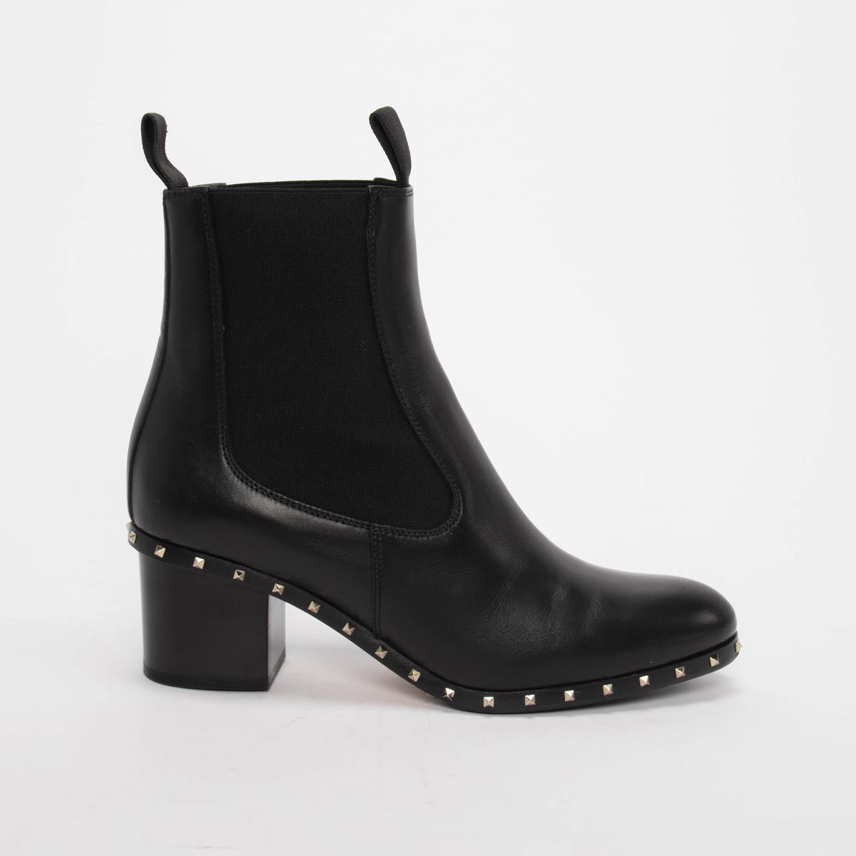 Valentino Black Calfskin Rockstud Beatle Boots 37.5
