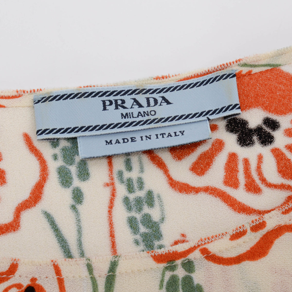 Prada Ivory Crepe Poppy Print Dress IT 44