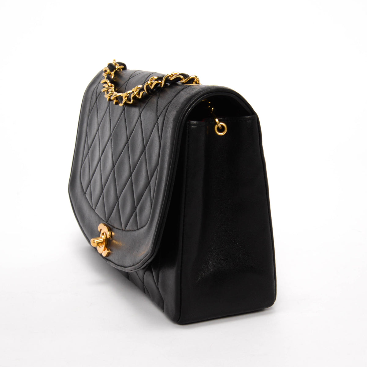 Chanel Vintage Black Quilted Lambskin Medium Diana Bag