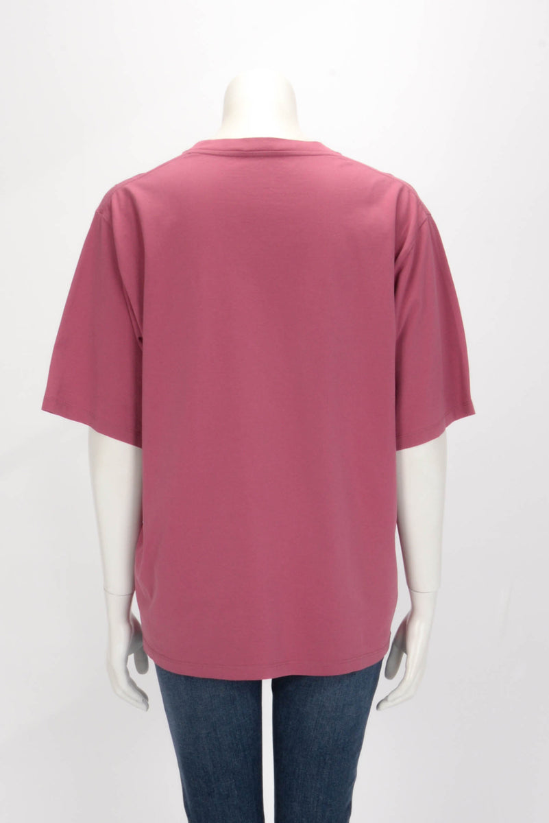 Celine Magenta Cotton Loose Graphic T-Shirt M