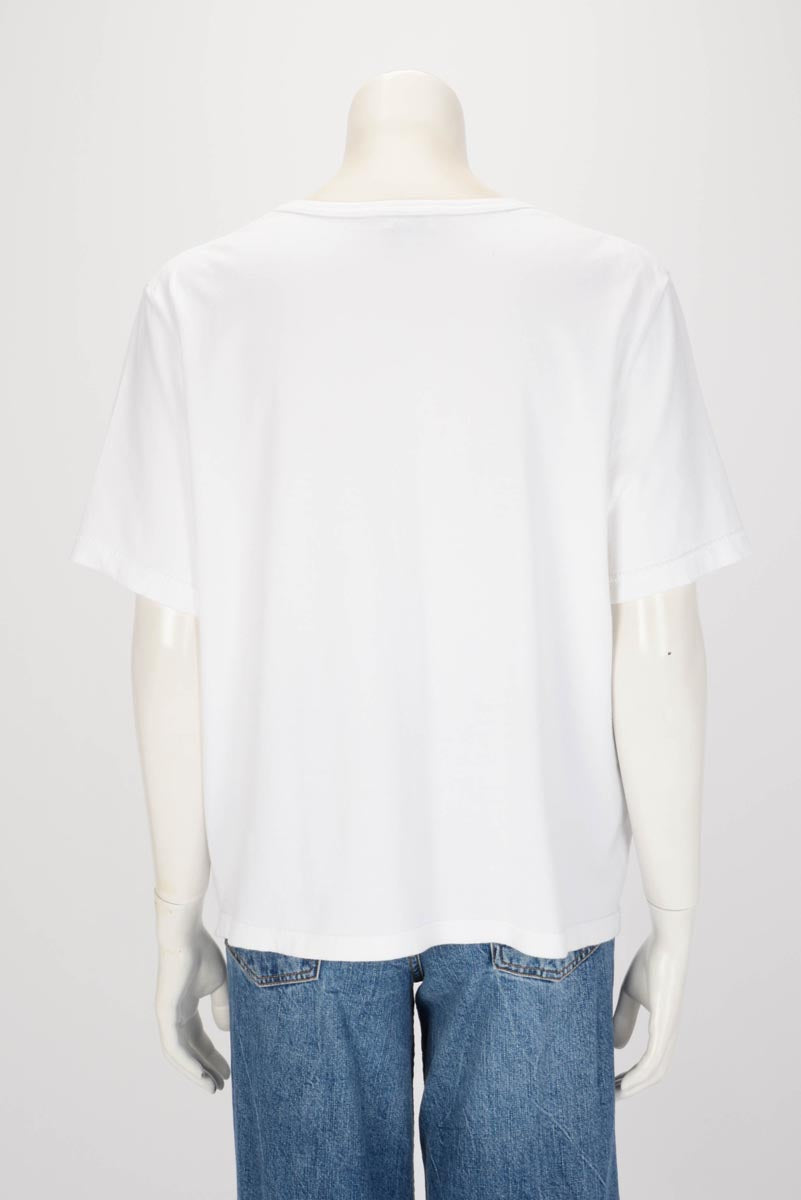 Chanel White Cotton CC Motif Embroidered T-Shirt XL