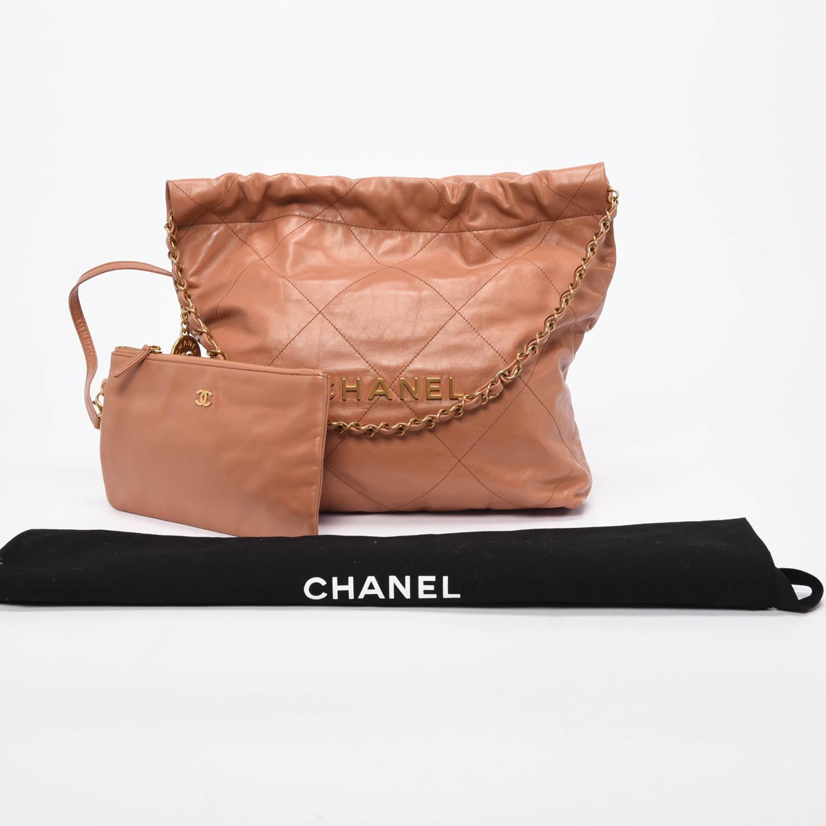 Chanel Camel Shiny Calfskin Small 22 Bag