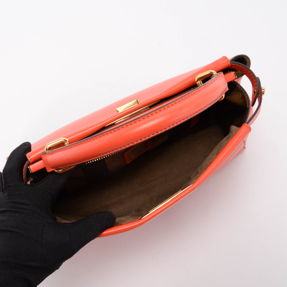 Fendi Orange Nappa Medium Peekaboo Tote