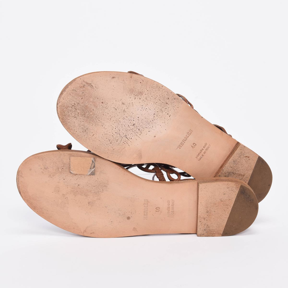 Hermes Brown Nappa Chaine d'Ancre Kalliste Sandals 40