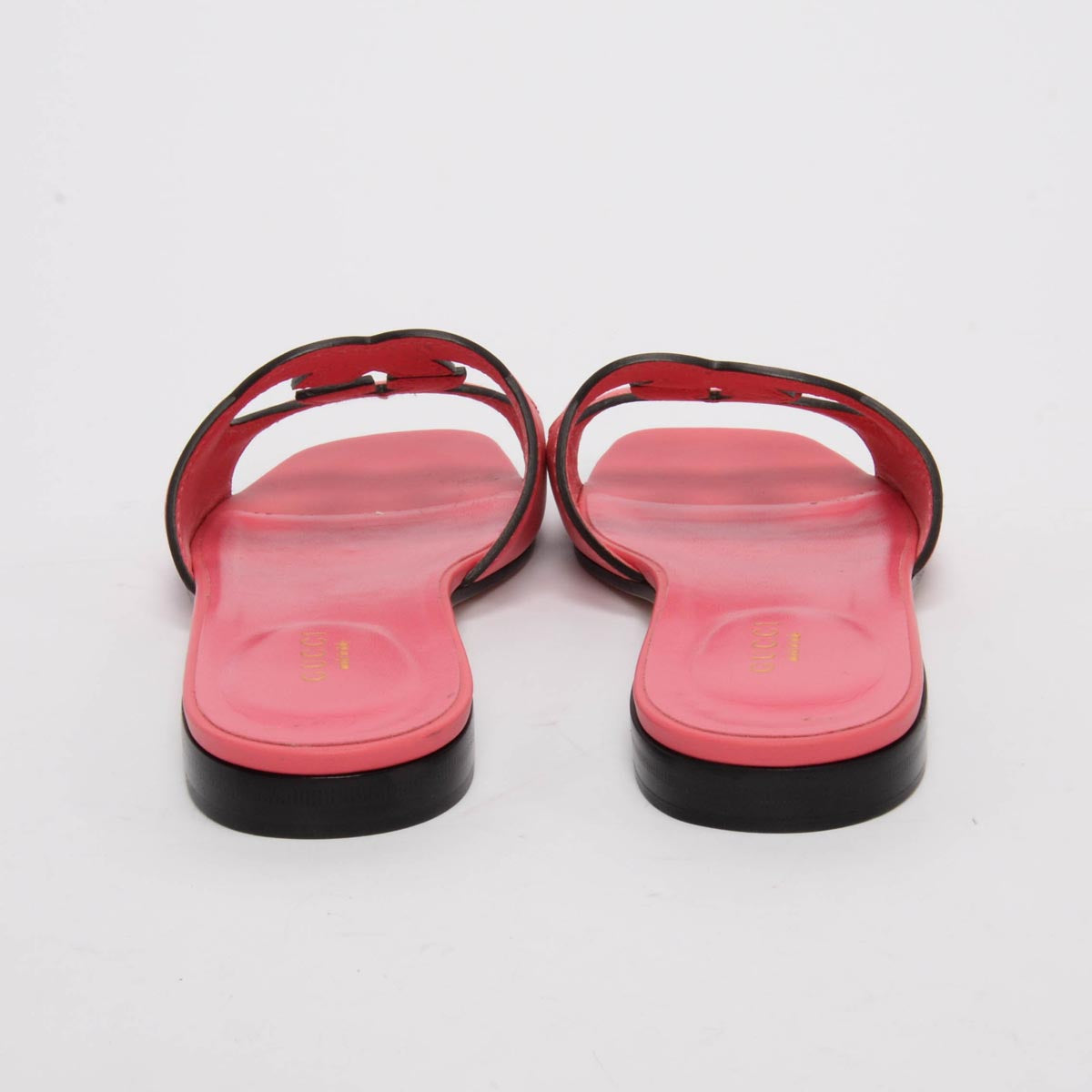 Gucci Pink Calfskin Interlocking G Slides 38