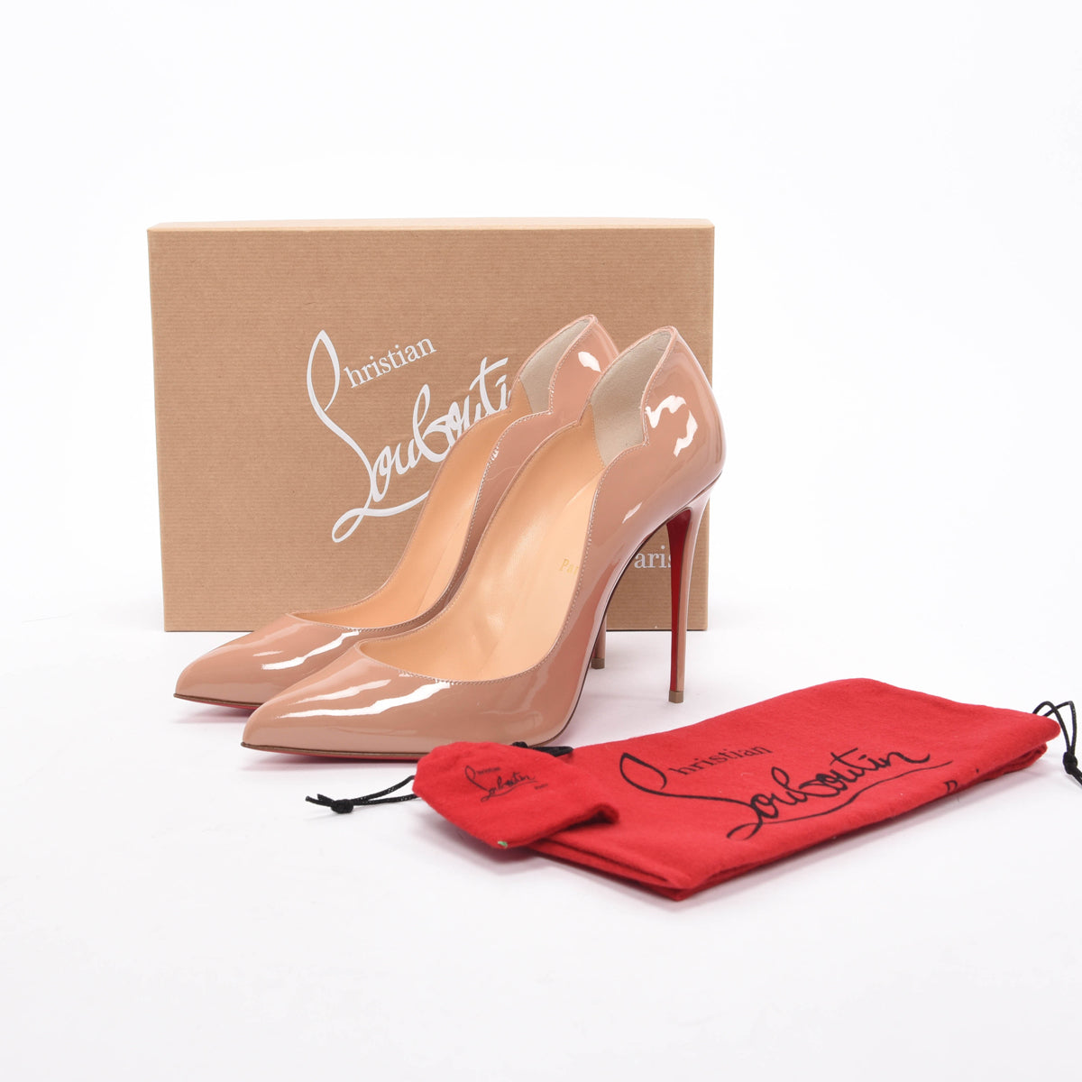 Christian Louboutin Nude Patent Hot Chick Pumps 40.5