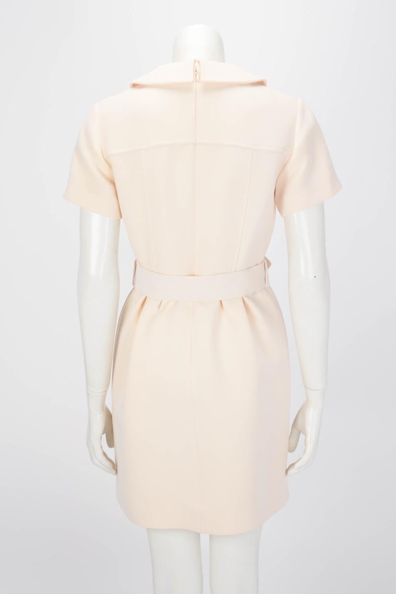 Louis Vuitton Cream Peter Pan Collar Belted Dress FR 38