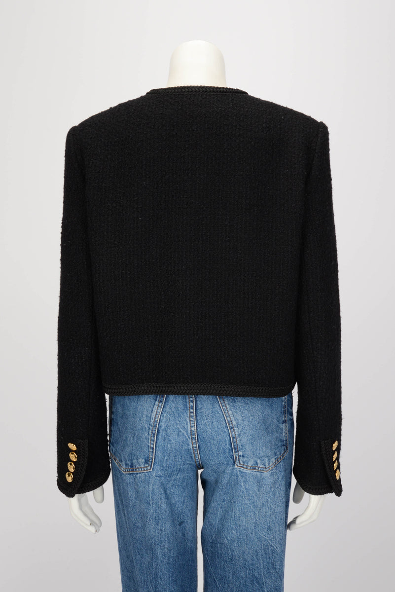 Celine Black Boucle Tweed Chasseur Jacket FR 42